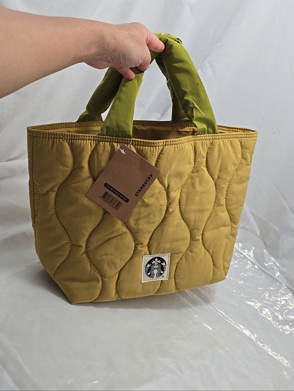 NWT Starbucks Merchandise Mustard Yellow Lunar New Year Quilted Tote Hand Bag - Picture 4 of 11